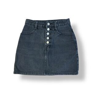 Brandy Melville‎ Denim Button Fly Mini Skirt Womens Size XS Black Streetwear